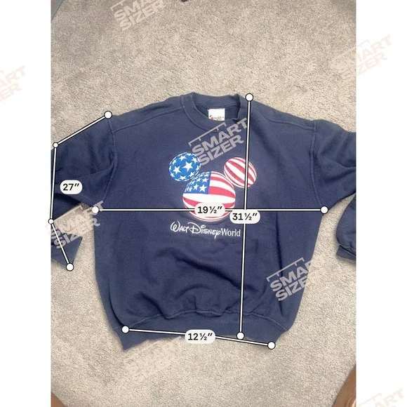 Vintage Walt Disney World Women's XL Crew Neck Sweatshirt American Flag Mickey - Picture 2 of 5